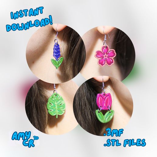 💍 Earring Collection - Spring Pack 01・ 3D File for 3D printing・Cults