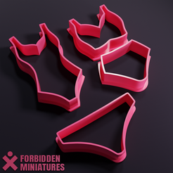 Template4.png Maillot de bain x3 Cookie Cutters STL lingerie sexy