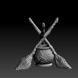5.jpg Witchcraft standing brooms and cauldron