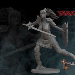 GUERRERA-YARAY-DESNUDA.jpg STL file NUDE WARRIOR FOR TABLETOP ROLE PLAYING GAMES・3D printable design to download, RECURSOSZBRUSH
