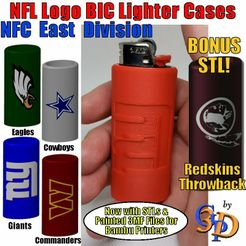Bic-NFL-NFC-East-Img.jpg Fichier STL NFL Football Etuis à briquets Bic Division NFC East Cowboys Eagles Giants Commanders Redskins・Modèle pour imprimante 3D à télécharger