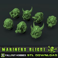 WELL Eee 3 FALL@UT HOBBIES STL DOWNLOAD Mariners Blight 28mm Corrupted and Clean Heads