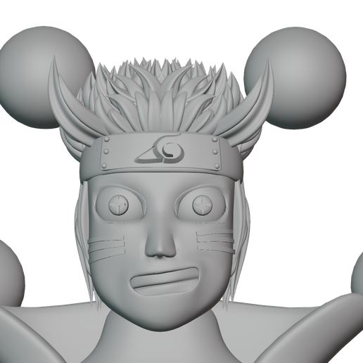 4.png Sculpture 3D du modèle de buste Uzumaki Naruto dans Blender3d