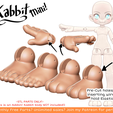 il_794xNp.png [KABBIT BJD] 14cm Kabbit Mini! 50% Scale Kabbit + Single jointed arm + Pinned Hands + Feet - (For FDM and SLA Priners)
