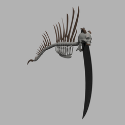 Demon Skeleton Scythe v23a.png Download STL file Demon Skull Scythe • 3D printable object, Buckets_N_Stuff