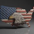 US-Map-and-Flag-Eagle-color-©.jpg USA Map and Flag - Eagle - CNC Files For Wood, 3D STL Model