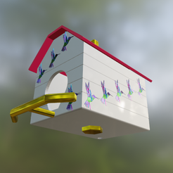 c4.png STL-Datei Niedliches Kolibri-Vogelhaus mit Kolibri-Leisten herunterladen • 3D-druckbares Objekt, mega_cat77