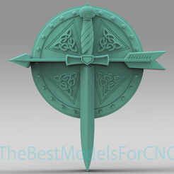 Shield-Arrow-and-Sword.png 3D Model STL File for CNC Router Laser & 3D Printer Shield Arrow and Sword
