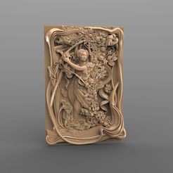 Panno_06.jpg Free STL file woman in the forrest cnc art・3D printable object to download