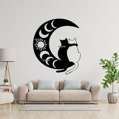 1.jpg cats in love on the moon mandala wall decorations
