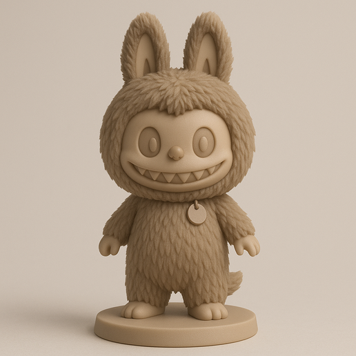 😀 Labubu – Fuzzy Grinning Monster Figurine・Free STL File for 3D