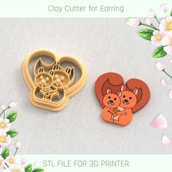 1.jpg 3D file Squirrels in love Valentine's Day Clay Cutter・3D printing model to download