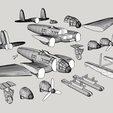 Variants.png 1/144 He-111 variants and 2 diorama bases