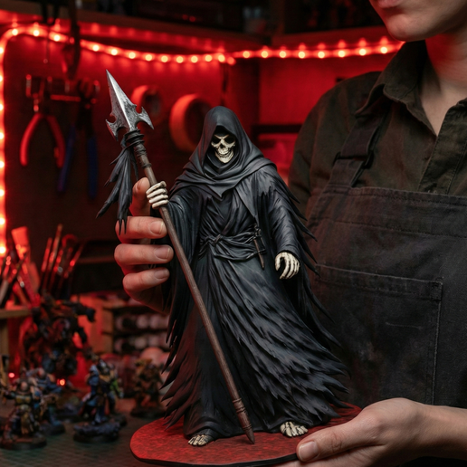 Grim Reaper Miniature STL File | Dark Fantasy Undead Boss Figure (Digital Download)