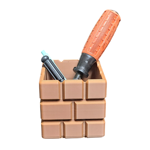 tunguska Super Mario brick block pencil holder