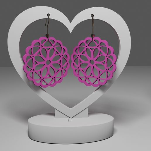 Mandala earrings 114 3D model