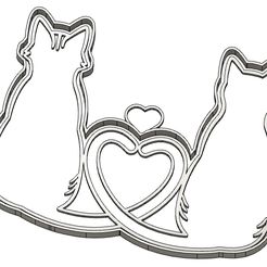 2-chats-St-Valentin.jpg Fichier STL 2 Moules à Biscuit - Amour - Saint Valentin - Valentine - Love - Emporte-pièces - Cookie cutter- Coupe Biscuit・Design pour imprimante 3D à télécharger