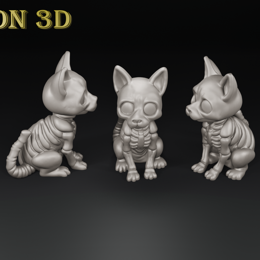 CUTE SKELETON CAT - HALLOWEEN SKELETON KITTEN STL FOR 3D PRINTING