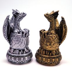 2dragons_1.jpg STL file Dragon Chess! Little Baby Dragon (The Pawn)・3D printing model to download
