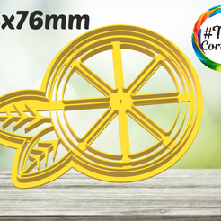 rodaja con hojas.png Archivo STL cortante fruta・Plan imprimible en 3D para descargar