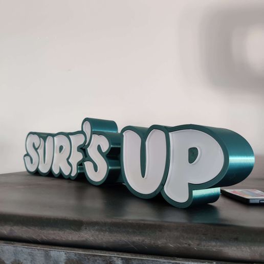⬆️ Surf's Up LED sign・ STL File for ・Cults
