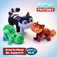 Dan-Sopala-Flexi-Factory-Kitten_03.jpg Fichier STL Kitten Flexi Print-in-Place mignon・Objet imprimable en 3D à télécharger