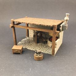 bs-painted2.jpg Free STL file Blacksmith Shop for 28mm miniatures gaming・3D printer model to download