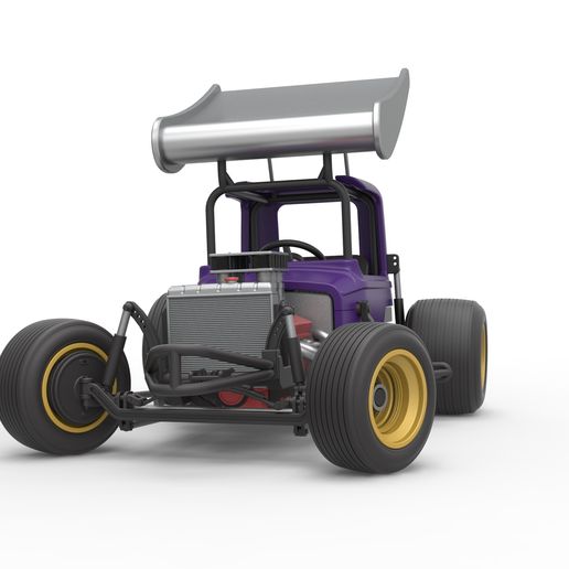 6.jpg Vintage Winged Supermodified stock car para Dirt girando Escala 1:25