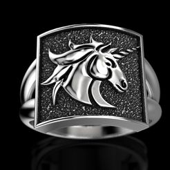 Unicorn-ring-1.jpg Fichier STL Bague licorne・Objet pour impression 3D à télécharger