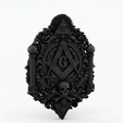 3.png Gothic Masonic Skull Wall Plaque STL File for 3D Printing – Dark Baroque Freemason Emblem Relief
