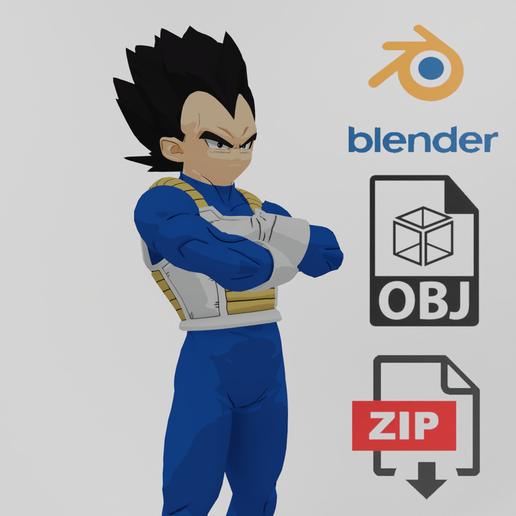 🐉 Vegeta Dragon Ball Textured Rigged・ OBJ File for ・Cults