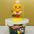IMG_3288.jpg STL file Kakao friends Ryan Instant noodle cup cap holder, Cup Ramyeon, noodle, Ramen, instant ramen cap, presser sandglass hourglass・3D printer model to download