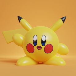 kirby-pikachu-render.jpg Файл STL Кирби Пикачу Покемон・Модель для загрузки и 3D печати