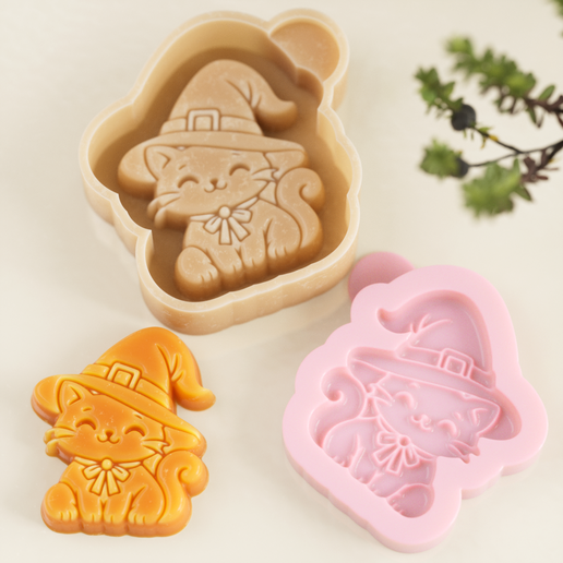 Halloween Witch Cat Freshie STL Mold Housing