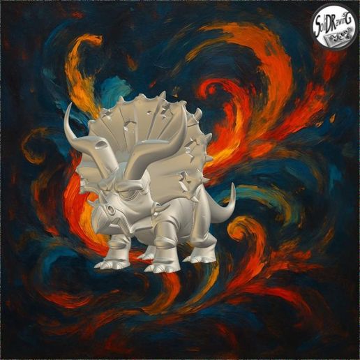 jpg_frame_24.jpg Modèle stylisé du dinosaure agressif Triceratops - SoliDRawinGs SG1789