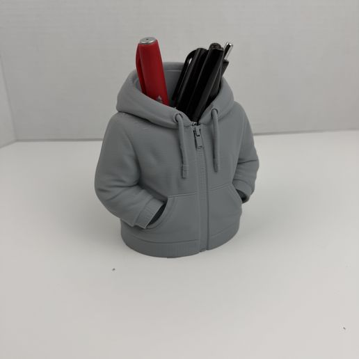 Hoodie Pen Holder STL – Realistic Jacket Desk Organizer 3D Print File – Stylish Pencil Holder Model