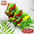2.jpg STL file PRINT-IN-PLACE FLEXI CLOVER LEAF DRAGON ARTICULATED・3D printer model to download