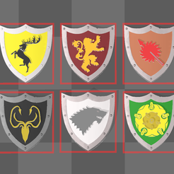 All_Shields.png STL file Game of Thrones Shield Pack - Boardgame Main Houses・3D printing model to download