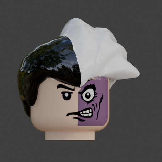 LEGO Two-Face Hair piece from LEGO DC Super-Villains compatible with real LEGO