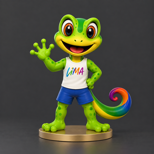 RIMO GECKO MASCOT WITH SUPPORT