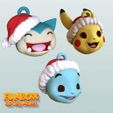 pokemon head -6.jpg STL file Pikachu Snorlax and Squirtle Pokemon Christmas Keychain・3D printer model to download