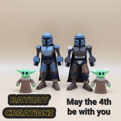 20230503_214745.jpg 3D file Mandalorian and Baby Grogu Low Poly Action Figures・Model to download and 3D print