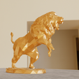 pose-lp-2.png Lion roaring sculpture low poly stl 3d print file