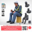 u Up to 70% Discount for back catalogue Patreon members receive a minimum of 9 free figures Monthly Patreon.com/3DPminiatures N7 Sitting Construction worker