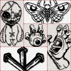20230901_104904.jpg Archivo STL Halloween Horror Pack de 5 Wall Art Horror Wall Decor 2d Art Set・Modelo imprimible en 3D para descargar