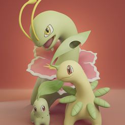 chikorita-line-render.jpg Archivo STL Pokemon - Chikorita, Bayleef y Meganium・Modelo de impresión 3D para descargar