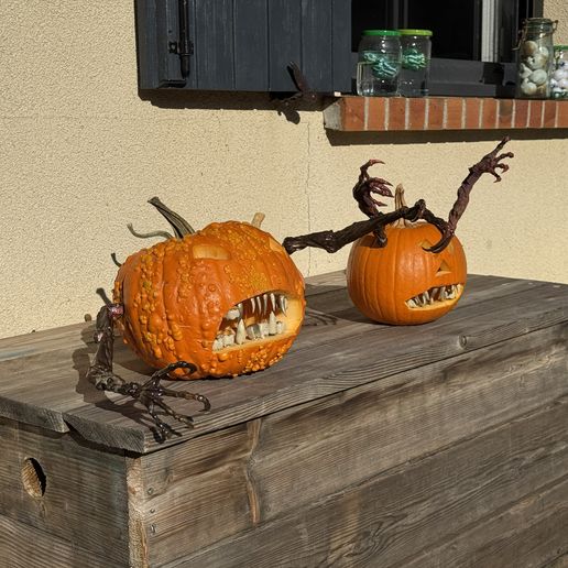 Kit Effrayant Halloween : Bras, Dents & Yeux Monstrueux pour Citrouilles (Déco 3D)
