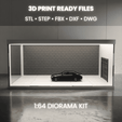 3D-PRINT-READY-FILES-kopyasi.png Modern Heritage Showroom | 1:64 Scale Diorama Garage STL | Modular Brick Wall & LED Channels | Hot Wheels Display (Digital Download)