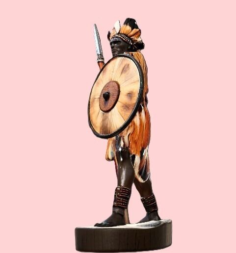🛡️ Zulu Warrior with Spear and Shield・ STL File for 3D