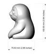 2_measurement_front.png Sloth Figurine 3D Printable